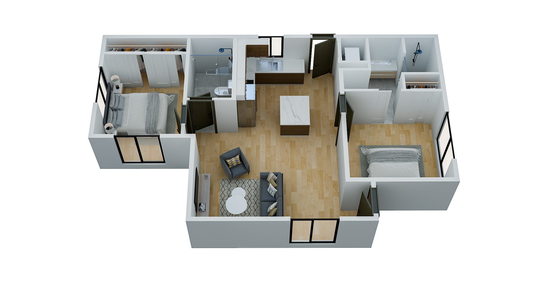 Nestadu - Floor Plan #9 - The Promenade 2BR 2BA