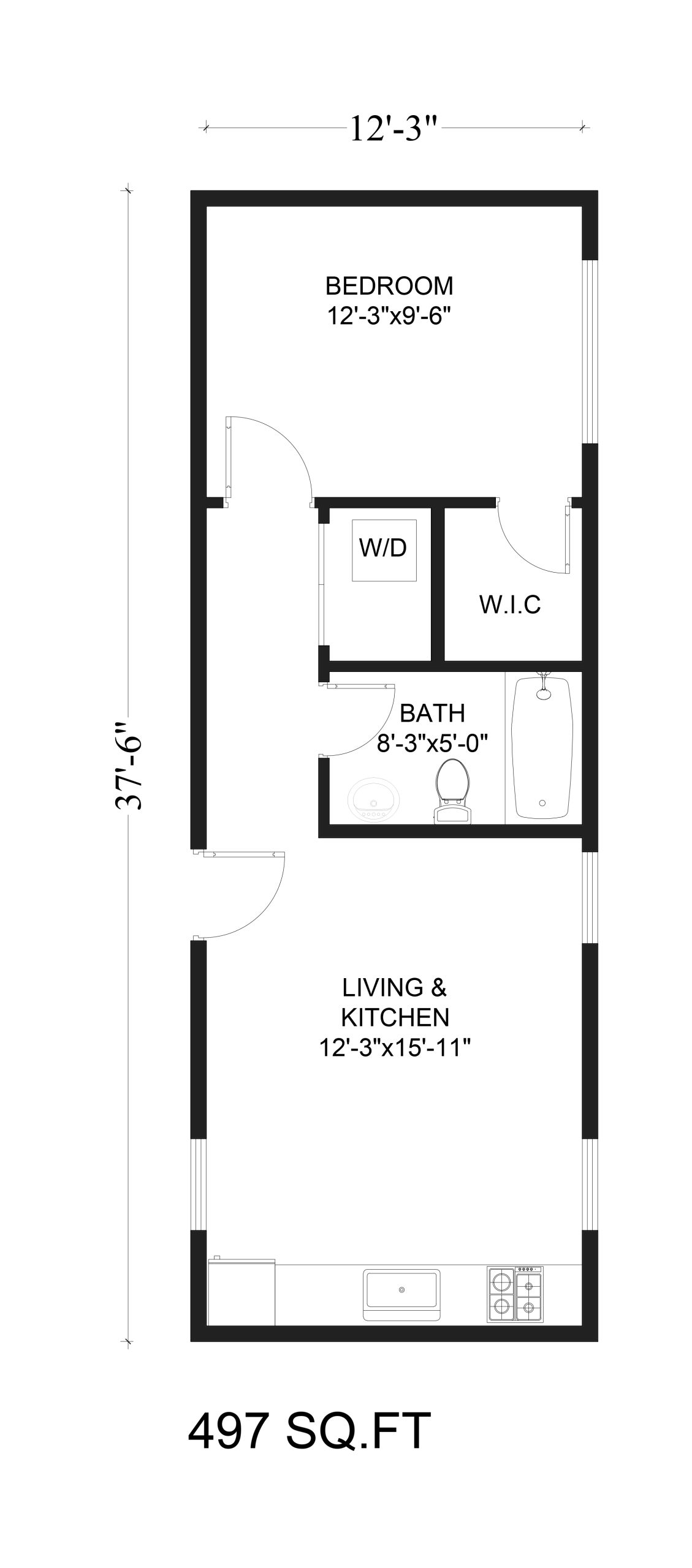 Nestadu - Floor Plan - The Corner Suite - 1BR