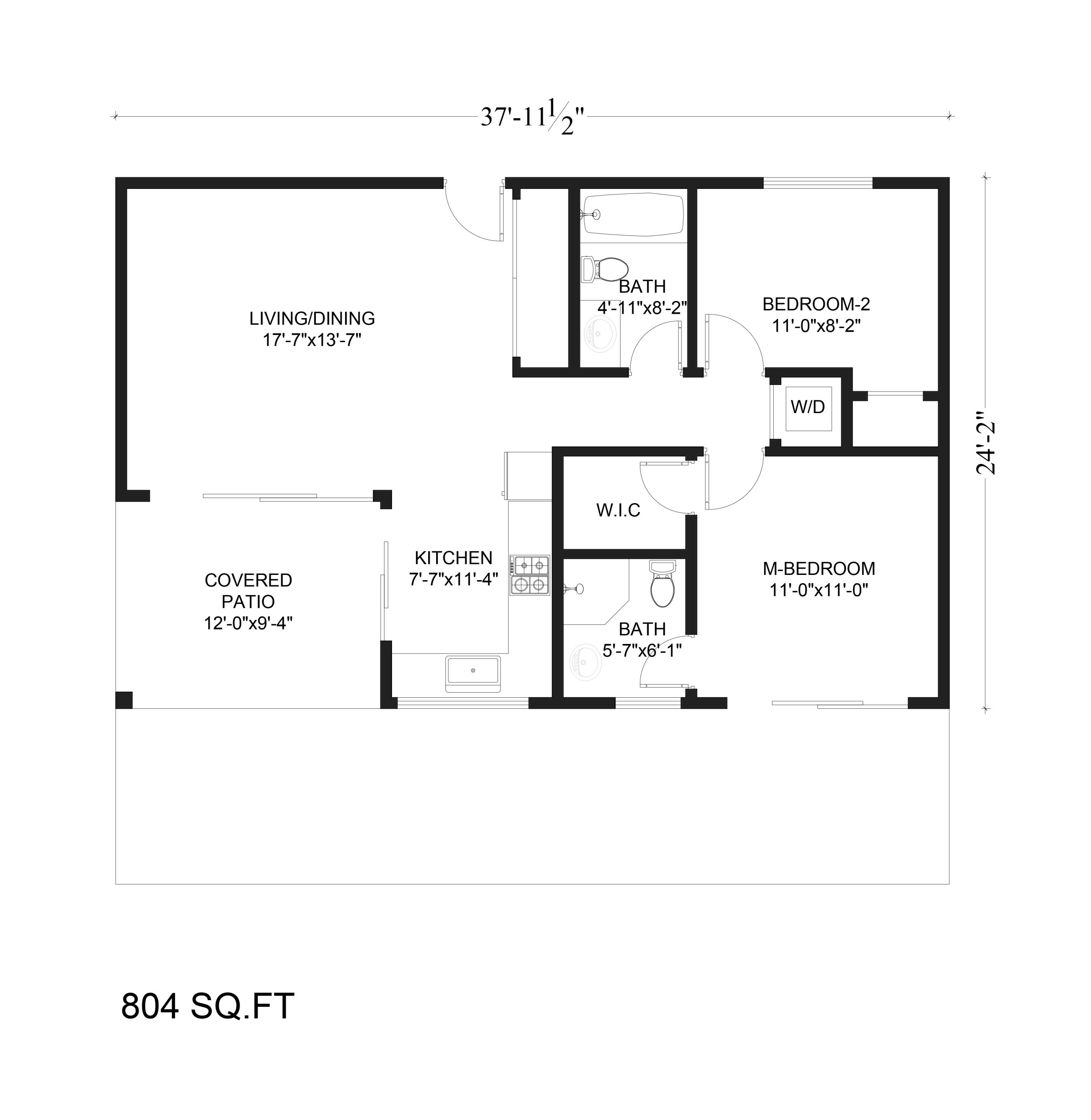Nestadu - Floor Plan - The Crossway 2BR 2BA