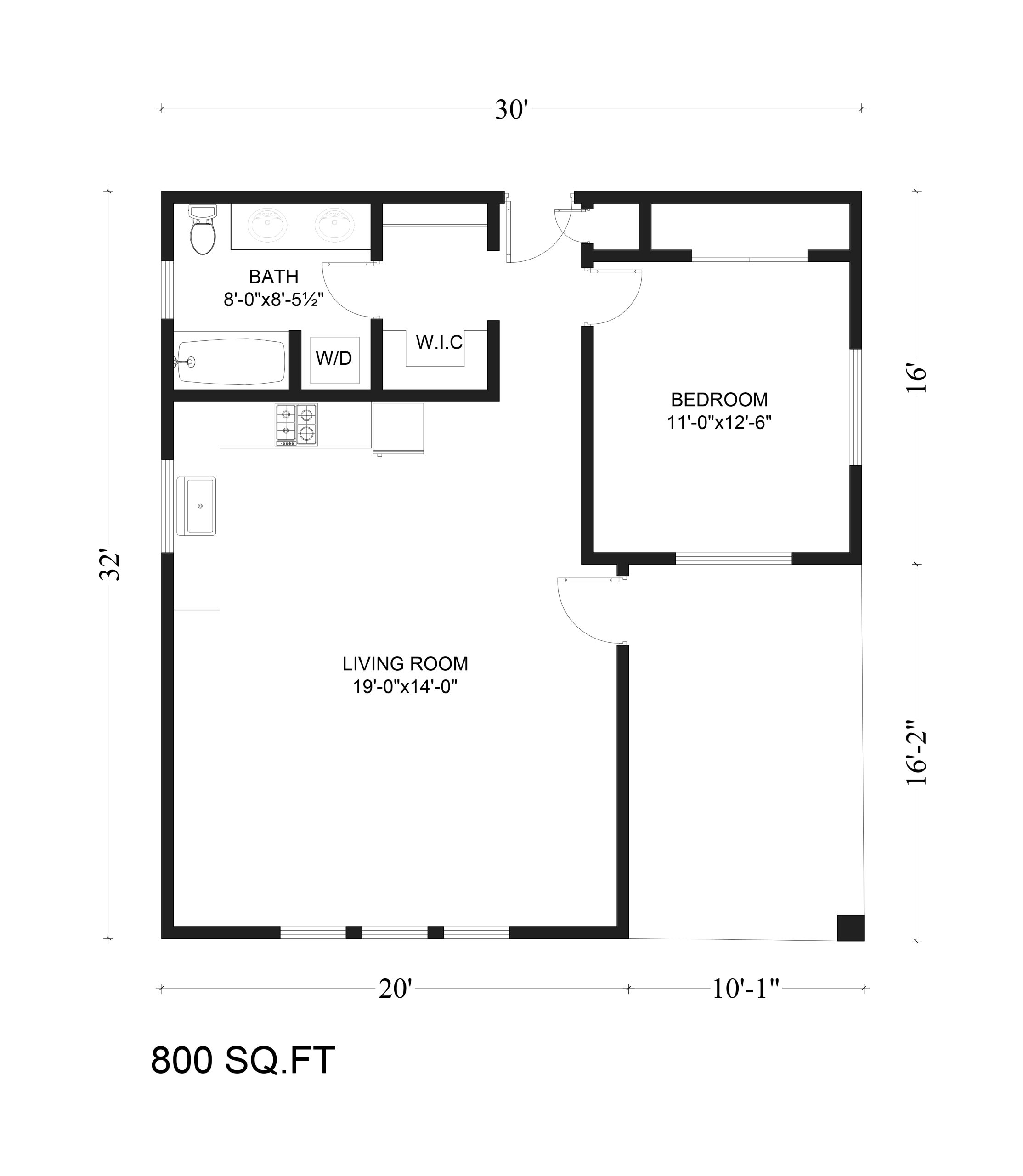 Nestadu - Floor Plan - The Ledge 1BR