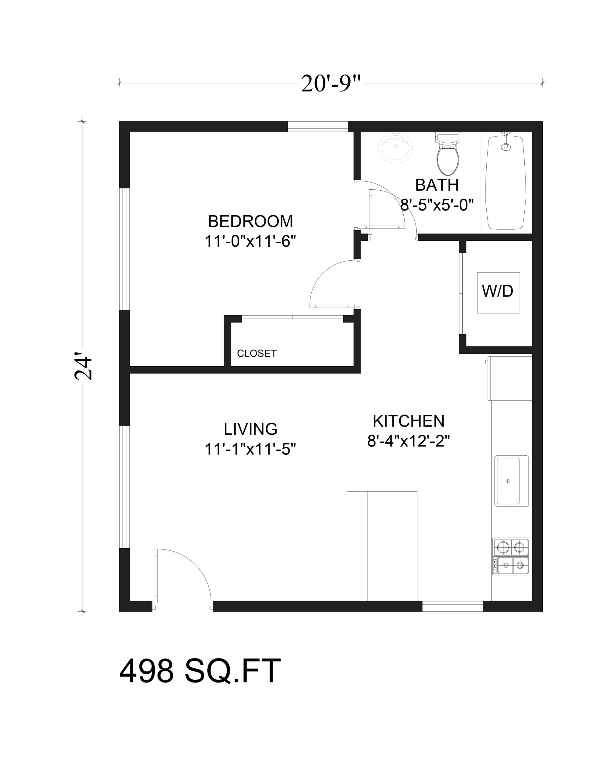 Nestadu - Floor Plan - The Passage 1BR