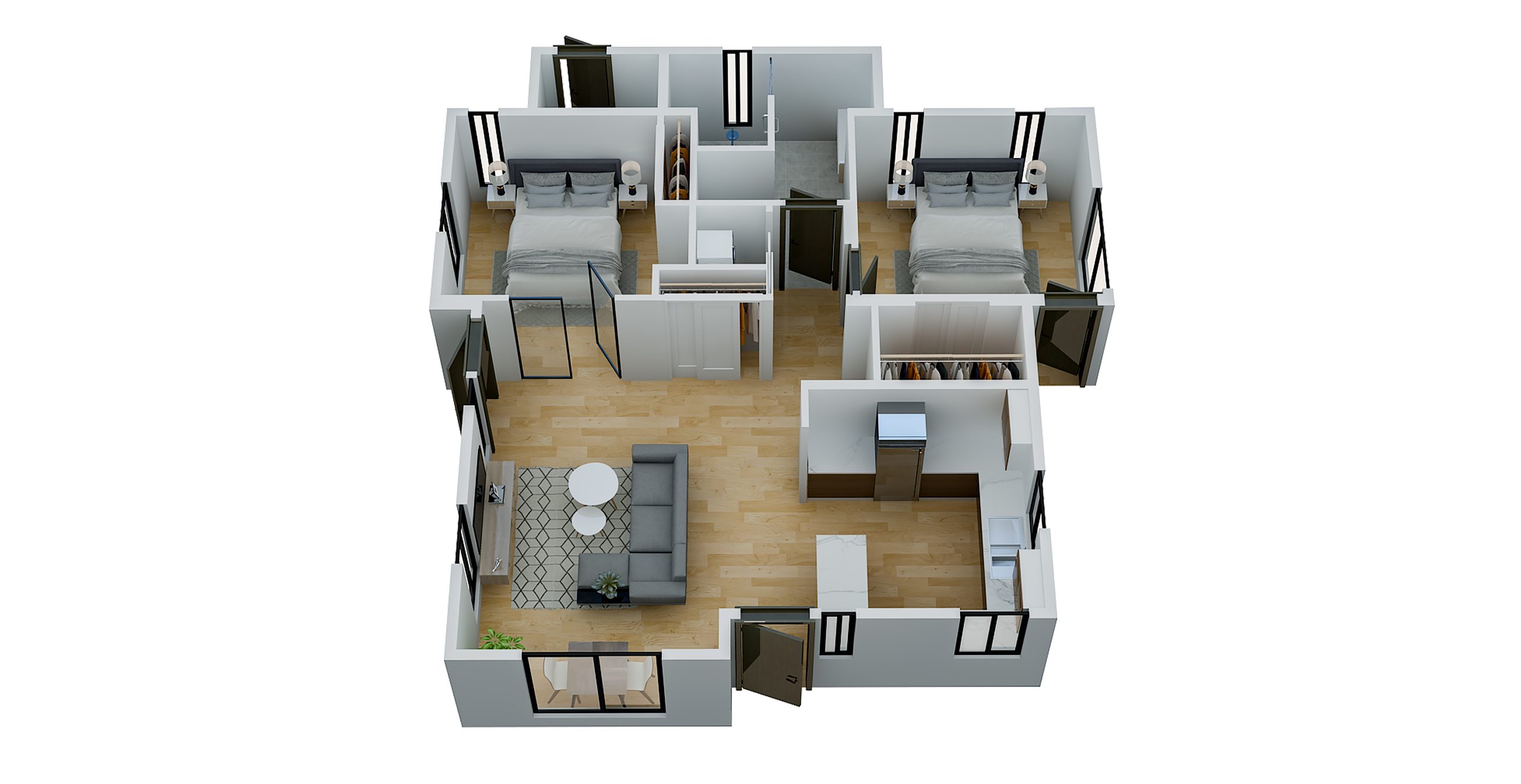 Nestadu - Render - The Trio - 3BR 2BA