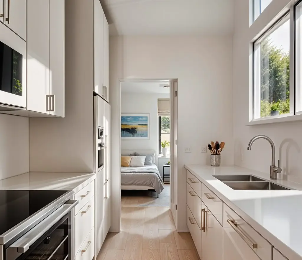 How big is 600 square feet next to a compact Nestadu ADU kitchen layout