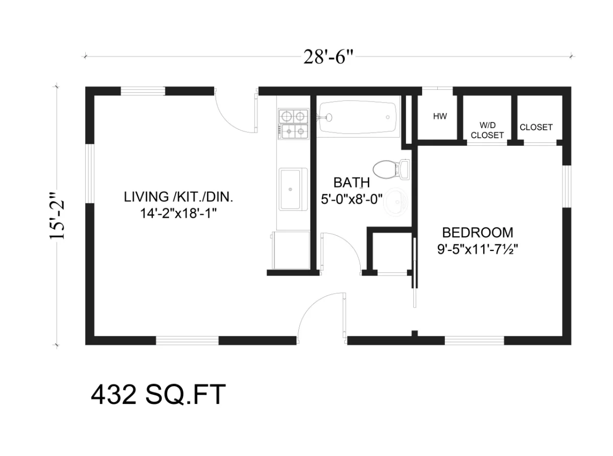 How big is 700 square feet planned as a Nestadu one-bedroom ADU floor plan
