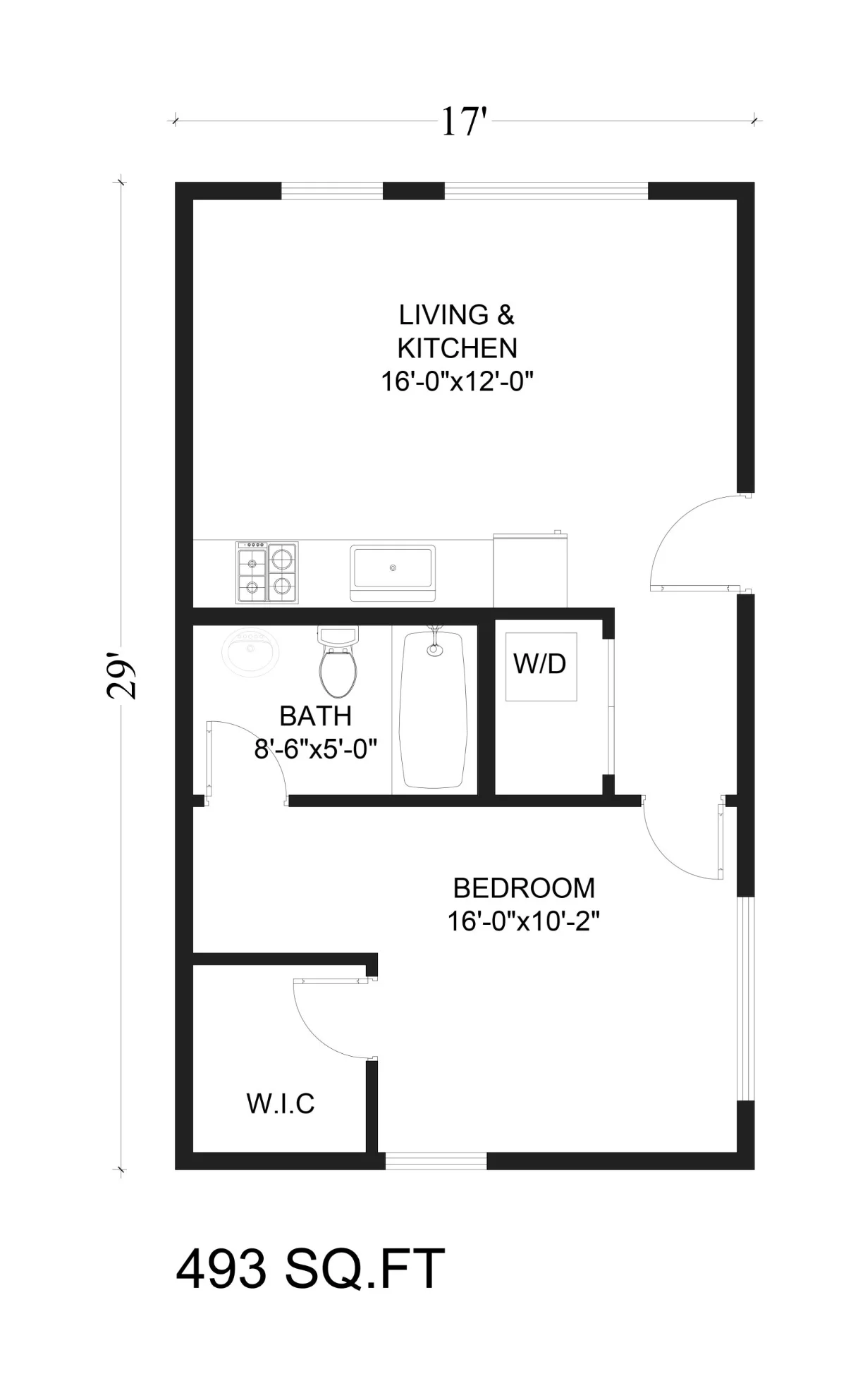 How many square feet is a 2 car garage compared with a Nestadu one-bedroom ADU floor plan