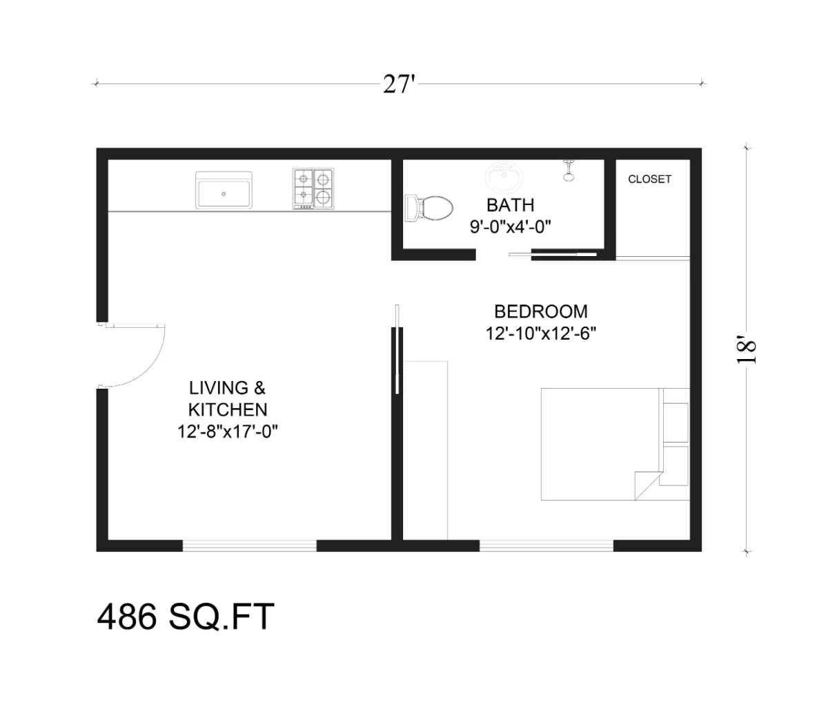 L-shaped ADU planning with a Nestadu one-bedroom floor plan
